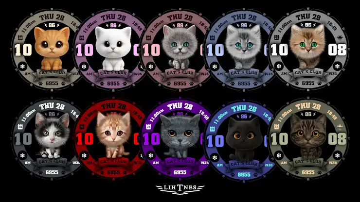 Cat's Club Watch Face 021 screenshot 2