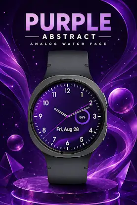 Purple Abstract Analog Wear OS screenshot 1