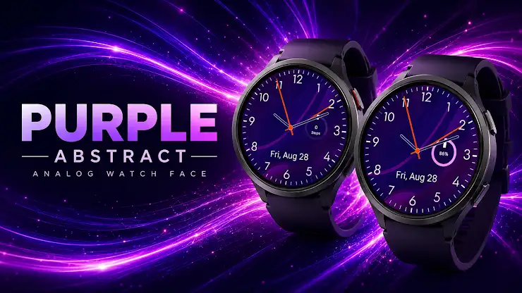 Purple Abstract Analog Wear OS screenshot 4