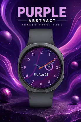 Purple Abstract Analog Wear OS screenshot 2