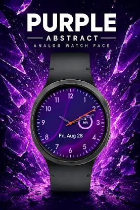 Purple Abstract Analog Wear OS screenshot 5