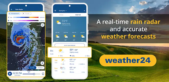 weather24: Forecast & Radar — Android app banner