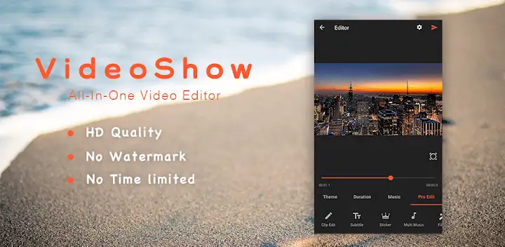 Video Editor VideoShow Pro — Android app banner