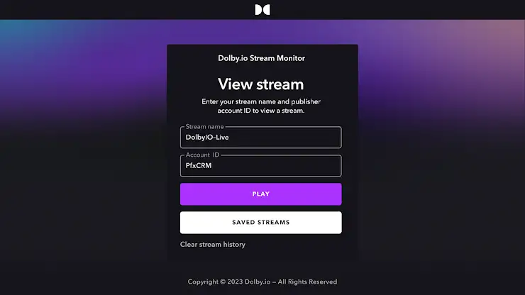 Dolby.io Stream Monitor screenshot 1