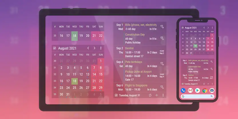 Calendar Widget: Month/Agenda screenshot 1