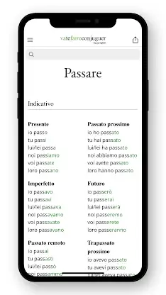 Italian conjugation screenshot 4