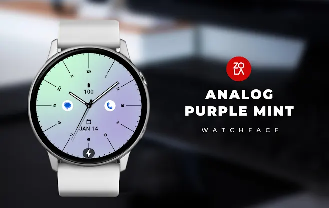 Analog Purple Mint Watch Face screenshot 1