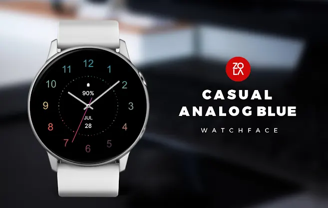 Casual Analog Blue Watch Face screenshot 1