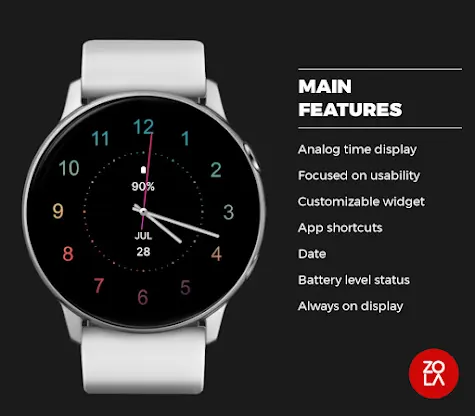 Casual Analog Blue Watch Face screenshot 2