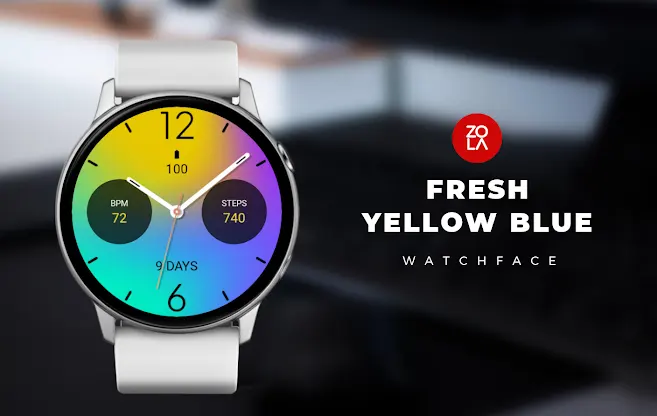 Fresh Yellow Blue Watch Face screenshot 1