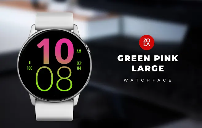 Green Pink Large Watch Face screenshot 1