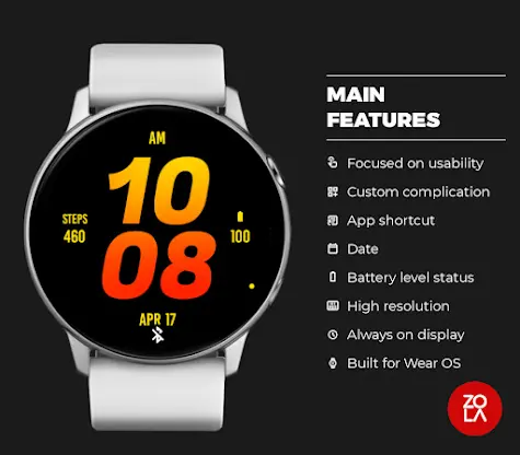 Orange Fire Bold Watch Face screenshot 2